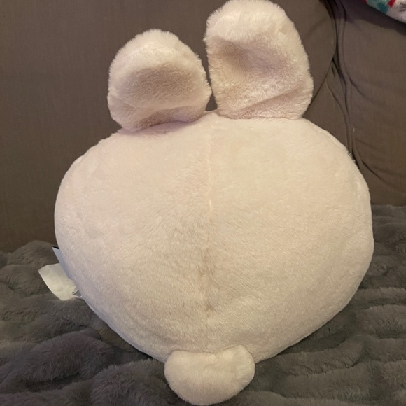 Cupcakes & Cashmere Easter Bunny White Faux Fur Plush Pillow NWT - Picture 2 of 3